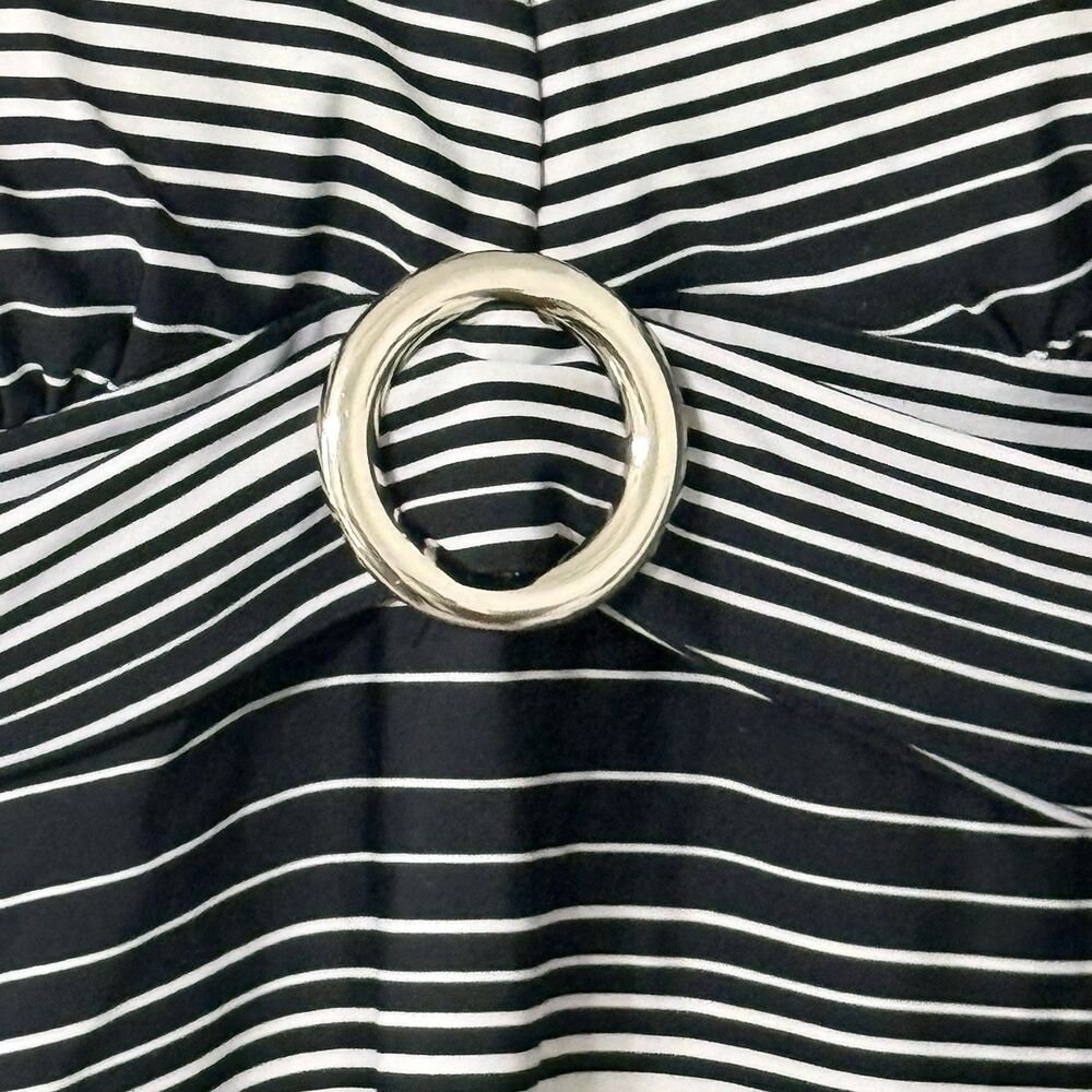 Addition Elle Black & White Striped Tankini Top | Floral Design | XL - Picture 4 of 8